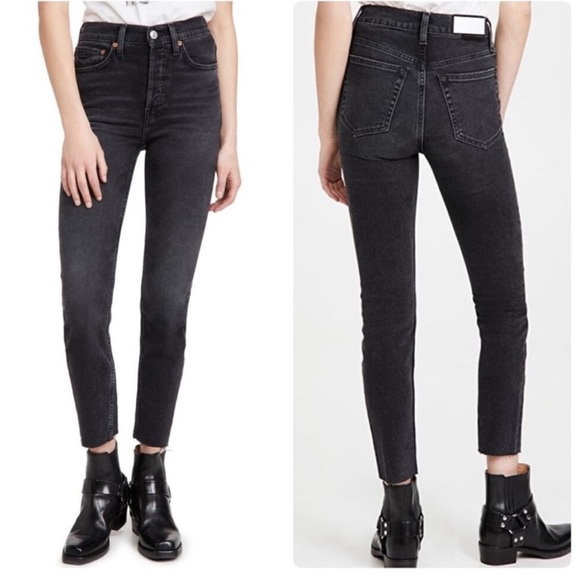 RE/DONE 90s High Rise Ankle Crop Jeans in Faded Stone Size 29 NWT - Picture 2 of 5